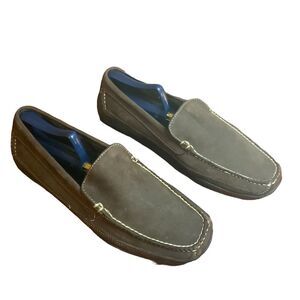 LL Bean Brown Suede Leather Driving Moccasin Loafers Rubber Soles Size 11D